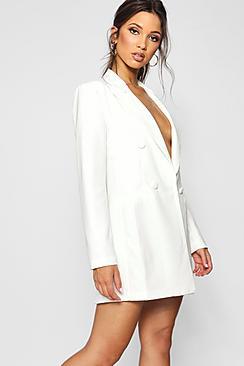 Boohoo Ella Double Breasted Power Shoulder Dress