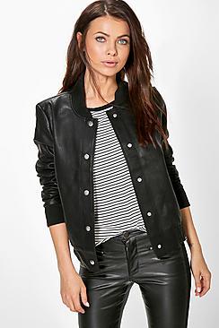 Boohoo Jenny Faux Leather Bomber Jacket