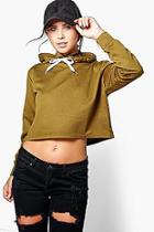 Boohoo Petite Rose Cropped Hoody