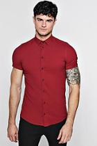 Boohoo Short Sleeve Cotton Shirt In Muscle Fit