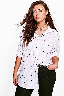 Boohoo Plus Alli Star Print Oversized Shirt