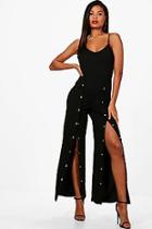 Boohoo Mel Split Leg Popper Jumpsuit