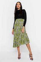 Boohoo Tall Asymmetric Ruffle Leopard Skirt