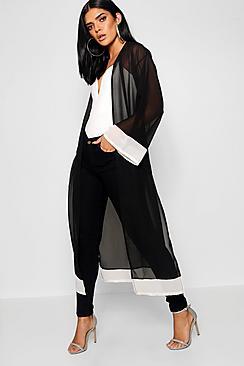 Boohoo Contrast Panel Split Side Maxi Kimono