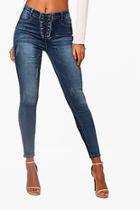 Boohoo Rory Corset Lace Up High Waist Skinny Jeans