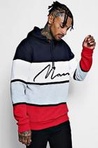 Boohoo Colour Block Man Signature Hoodie With Tape