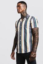 Boohoo Mixed Stripe Short Sleeve Revere Shirt