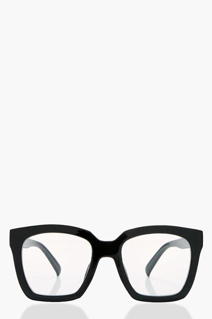 Boohoo Isabel Black Frame Clear Fashion Glasses Black