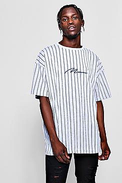 Boohoo Oversized Man Signature Stripe T-shirt