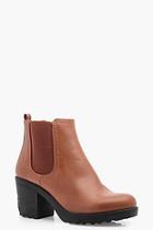 Boohoo Oana Chunky Cleated Heel Chelsea Boot