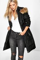 Boohoo Lilly Longline Quilted Coat