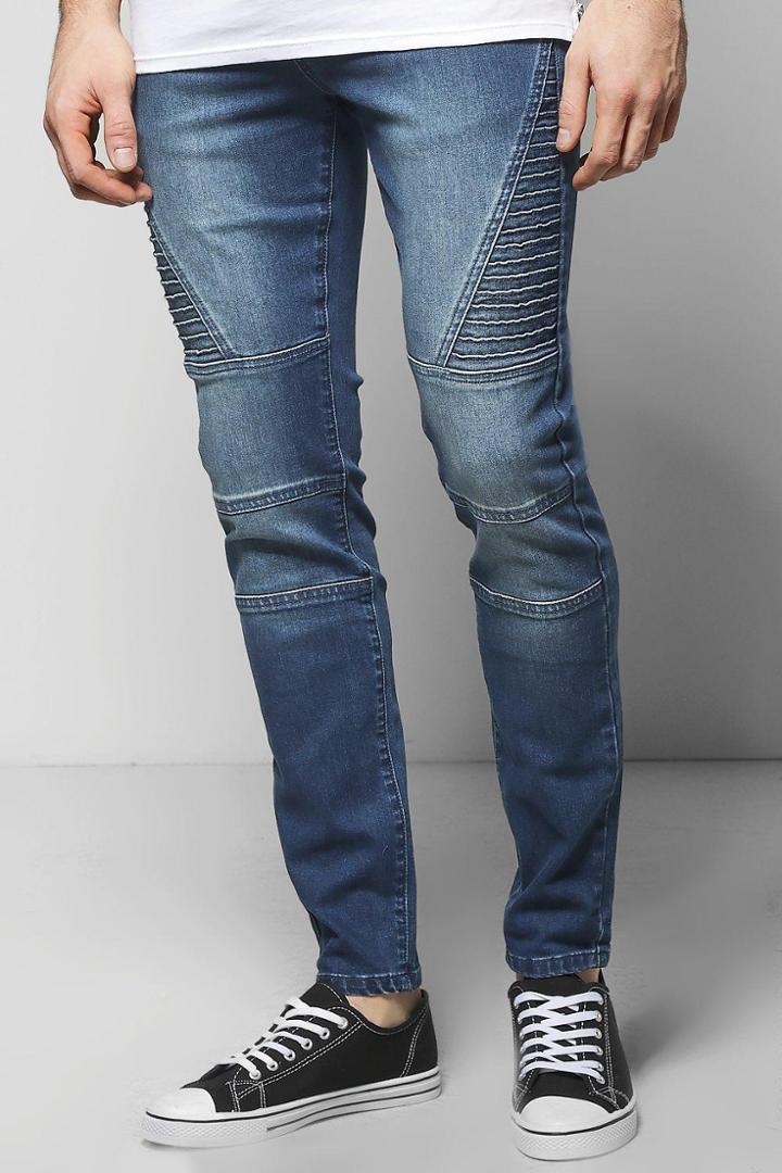 Boohoo Super Skinny Biker Jeans Indigo