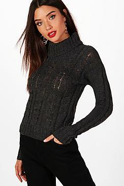 Boohoo Marl Cable Knit Chunky Crop Jumper