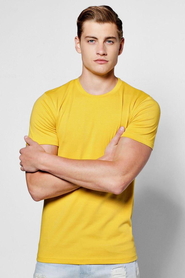 Boohoo Muscle Fit T Shirt Yellow