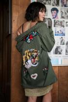 Boohoo Maddison Embroidered Studded Festival Jacket Khaki