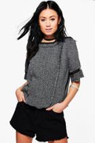 Boohoo Hannah Boucle Tee Grey