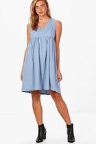 Boohoo Clara Oversized V Neck Smock Dress