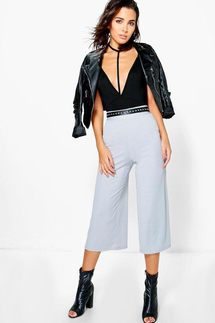 Boohoo Abigail Crinkle Culotte Silver