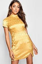 Boohoo Jacquard Oriental Bodycon Dress