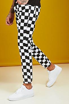 Boohoo Slim Fit Checkerboard Print Jeans