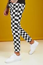 Boohoo Slim Fit Checkerboard Print Jeans