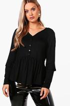 Boohoo Plus Leila Button Front Ruffle Detail Tops