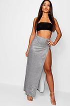 Boohoo Thigh Split Metallic Midaxi Skirt