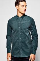Boohoo Cord Slim Fit Shirt Grey