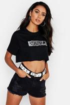 Boohoo Silver Leopard Foil Ca Va Cropped Graphic Tee