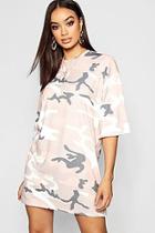 Boohoo Tonal Camo Oversized T-shirt Dress
