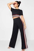 Boohoo Holly Tape Insert Crop And  Trouser Set
