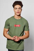 Boohoo Man Logo Chest Print T Shirt Green