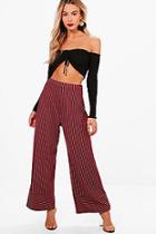 Boohoo Sarah Mono Crepe Stripe Wide Leg Trouser