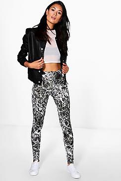 Boohoo Brooke Monochrome Marble Print Leggings