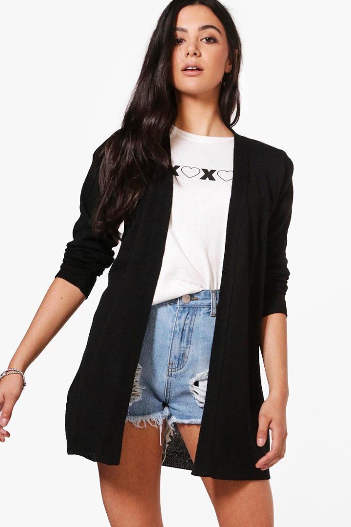 Boohoo Libby Fine Knit Midi Cardigan Black