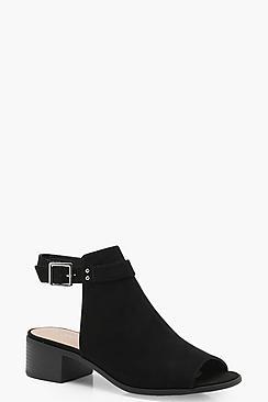 Boohoo Abigail Peeptoe Buckle Shoe Boots