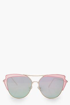 Boohoo Ellie Pink Cat Eye Brow Bar Sunglasses