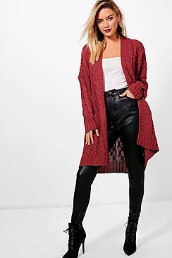 Boohoo Maya Slouchy Cable Knit Cardigan