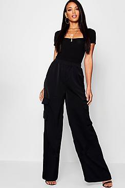 Boohoo Woven Wide Leg Cargo Trousers