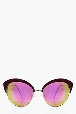 Boohoo Eliza Revo Lense Contrast Cat Eye Sunglasses