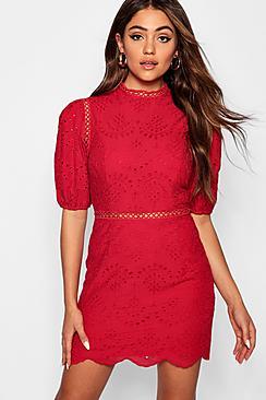 Boohoo Anglais Puff Sleeve Bodycon Dress