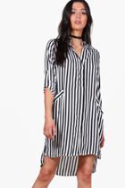 Boohoo Sacha Striped Shirt Dress Multi