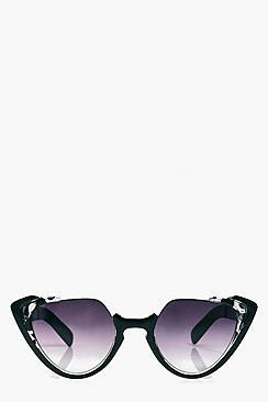 Boohoo Macey Marble Frame Cat Eye Sunglasses