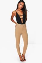Boohoo Imani Mid Rise Super Stretch Skinny Trousers Mocha