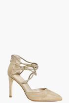 Boohoo Iris Lace Up Pointed Court Stone