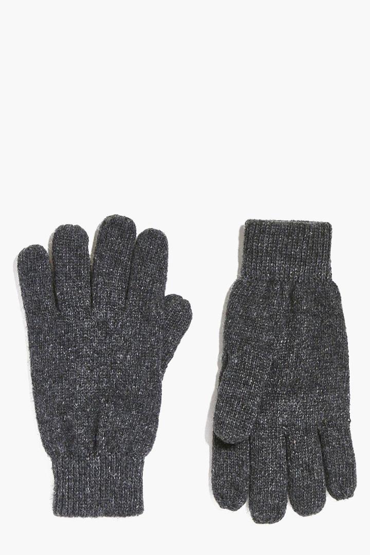 Boohoo Wool Mix Plain Gloves Grey
