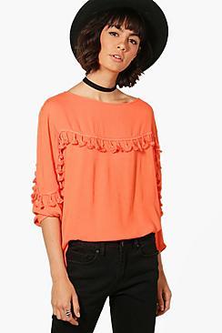Boohoo Eliza Tassle Trim Top