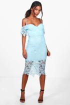 Boohoo Boutique Mallory Corded Lace Midi Dress Sky