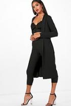 Boohoo Darcy Long Sleeve Tie Waterfall Duster