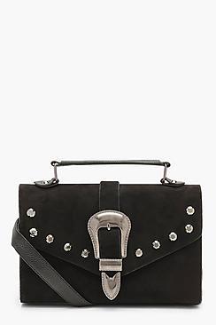 Boohoo Western Buckle & Stud Cross Body